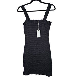 Mikoh 2 Medium Black Magnolia Poplin Scrunch Dress Smocked Mini Ruched Bodycon